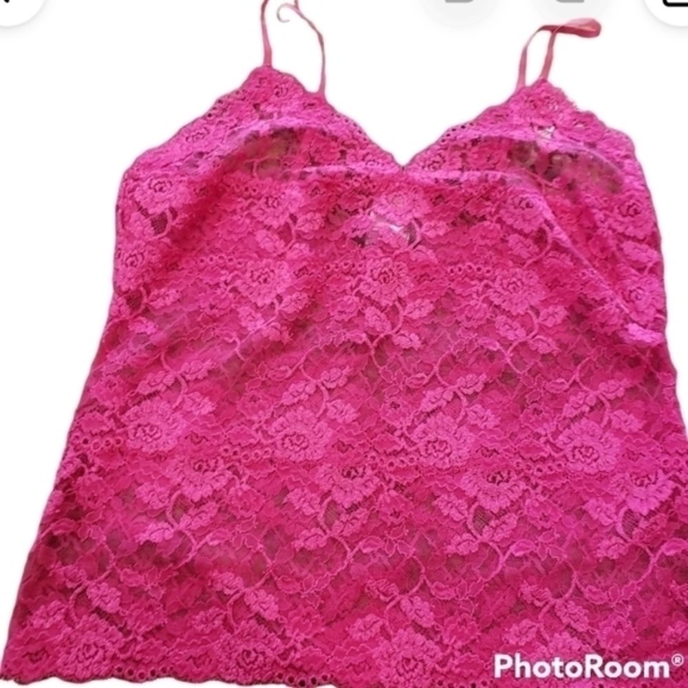 JOSIE NATORI‎ Size Large Pink All Lace Camisole Tank Top